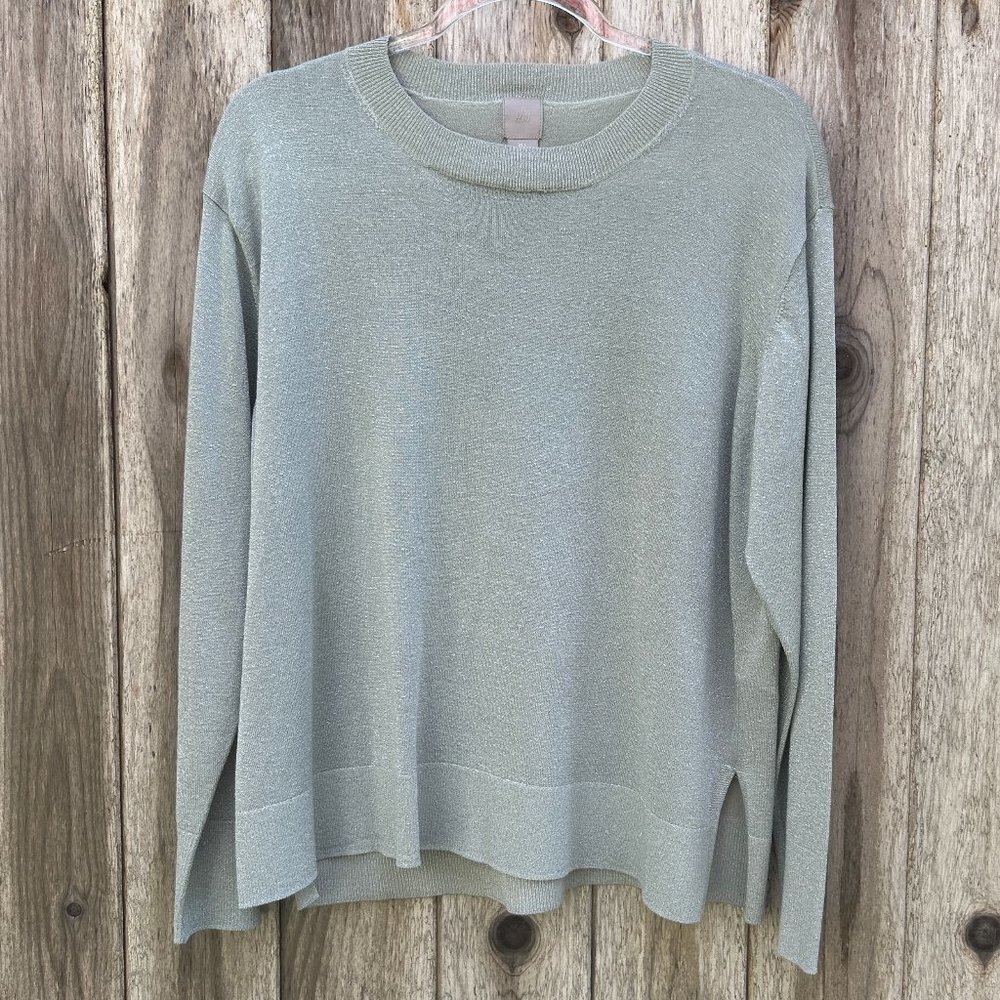 H&M Sparkle Crew Neck Knit Long Sleeve Sweater Large